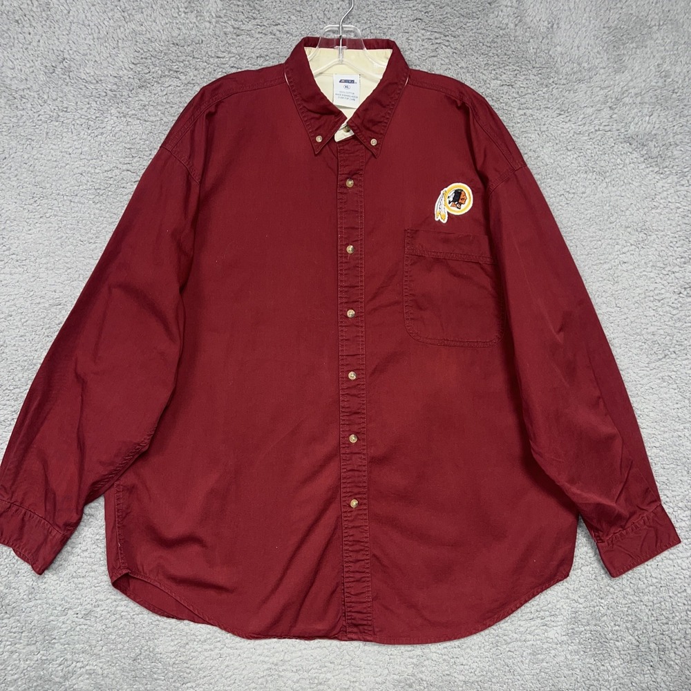 VTG Washington Redskins Shirt Men's Size XL Red Logo NFL Pockets Button Down 90s